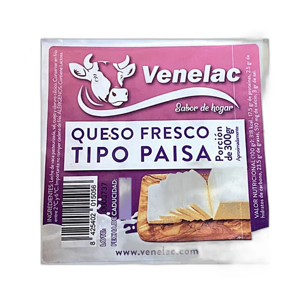QUESO FRESCO TIPO PAISA 300GR VENELAC